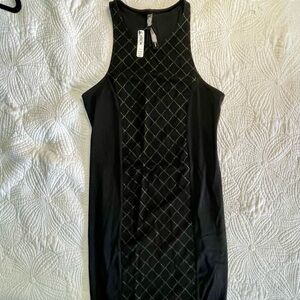 Victoria’s Secret Sport Fitted Black Dress w/ Gold detail NWT Y2K